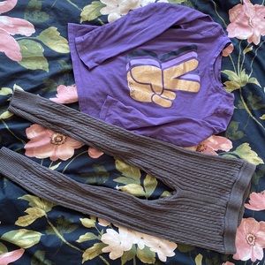 Long sleeve shirt and cable knit leggings size 5/6 girls